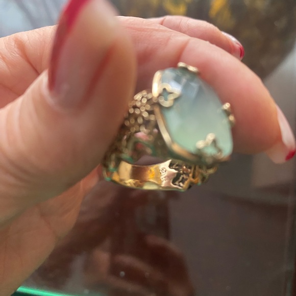 Handmade lucky clover 4 leaves style gold plated silver ring , size 7 - Picture 7 of 12